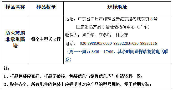 防火玻璃非承重隔墻產(chǎn)品認(rèn)證型式試驗業(yè)務(wù)辦理指南（廣東所）